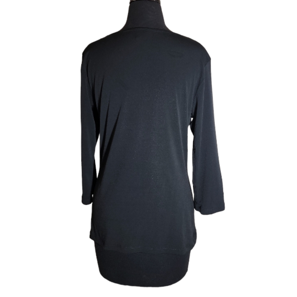 Wrapper Pull Over V Neck Pleated Front Black Stre… - image 2